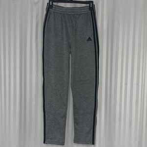 Adidas 3 Stripe Track Pants w/Open Hem in Heather Grey